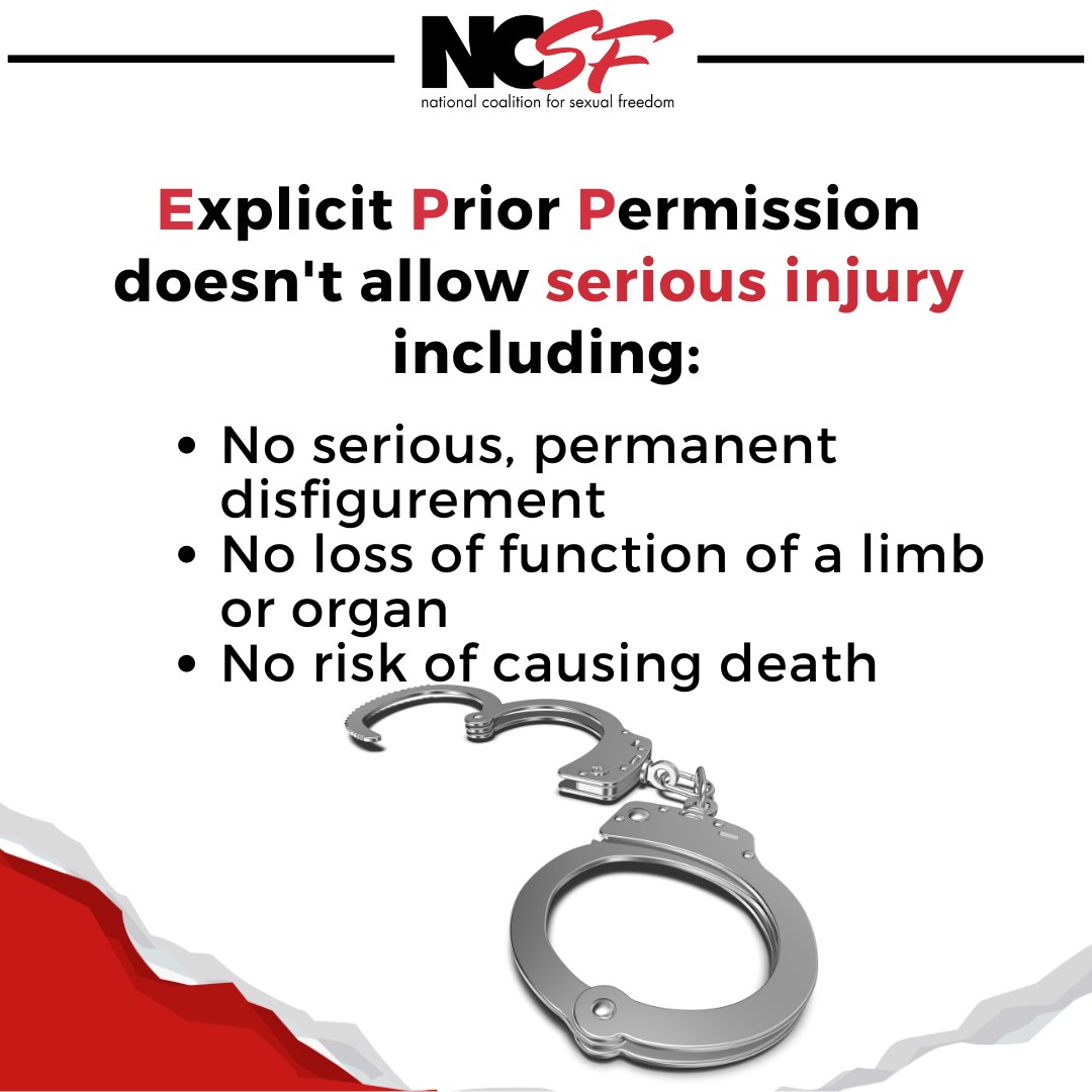 You can’t consent to serious injury in a sexual or erotic context