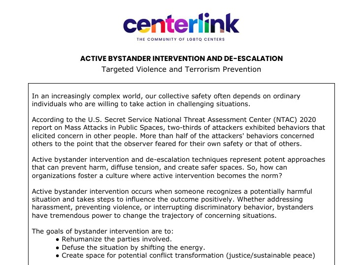 Centerlink: Active Bystander Intervention and De-escalation
