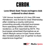 Love Shed: East Texas swingers club ordered to shut down